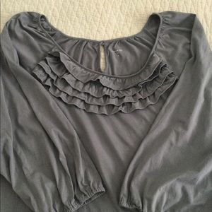 Women’s Garnet Hill gray top with ruffles!